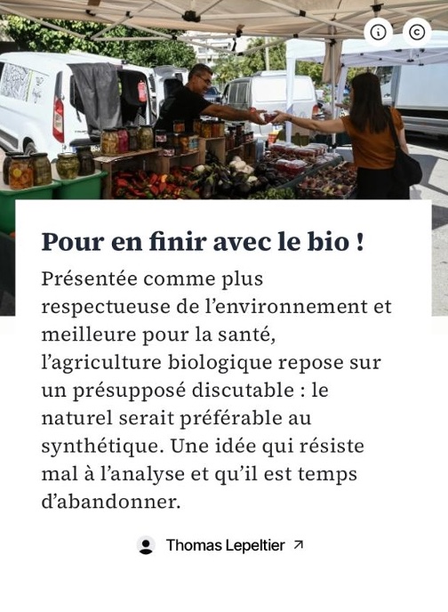 Pour en finir avec le bio !